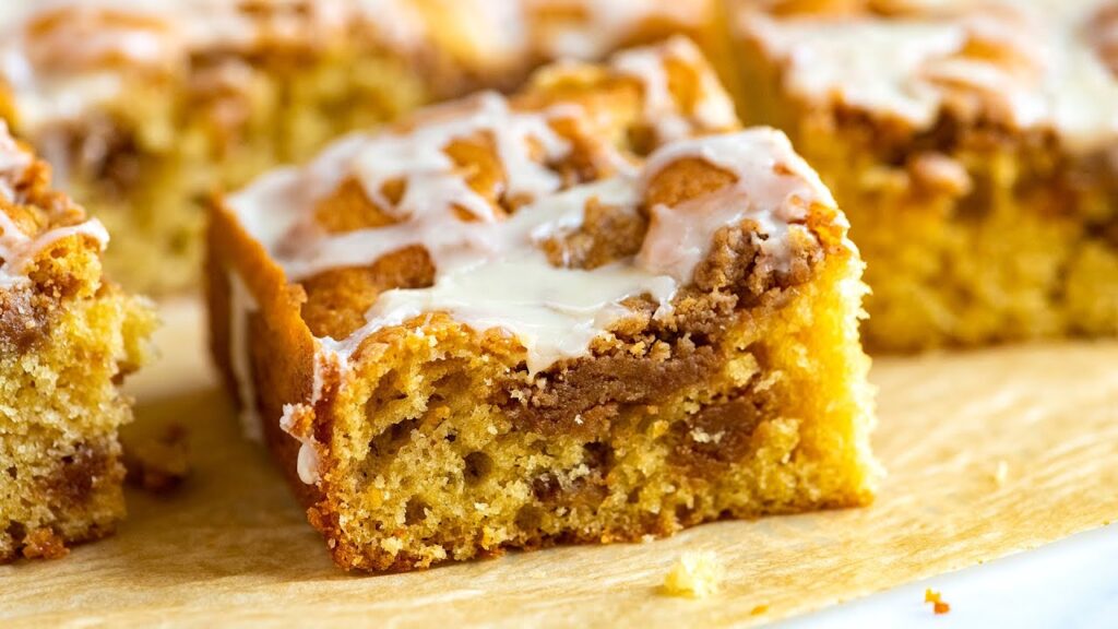 Cinnamon Streusel Pumpkin Coffee Cake with Maple Glaze