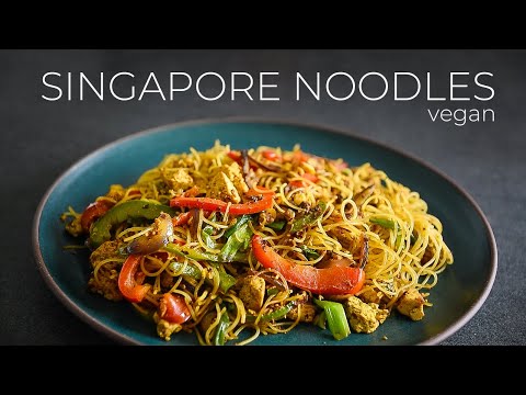 Flavorful Stir Fried Singapore Noodles with Garlic Ginger Sauce