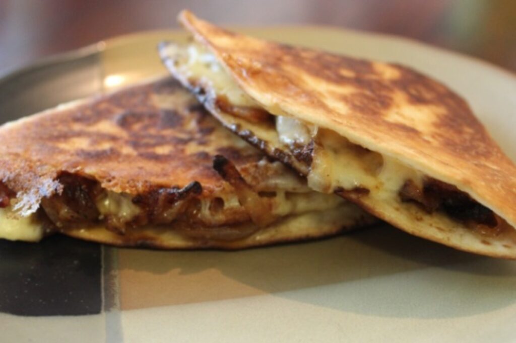 Grilled BBQ Onion and Smoked Gouda Quesadillas