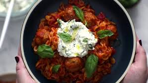 Instant Pot Pasta and Meatballs with Lemon Herb Ricotta