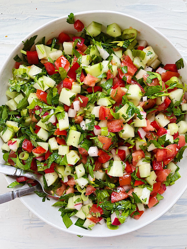 Middle Eastern Salad with Lemony Mint Dressing