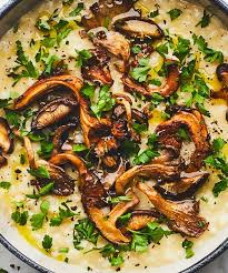 Oven Risotto with Garlic Roasted Mushrooms and Arugula