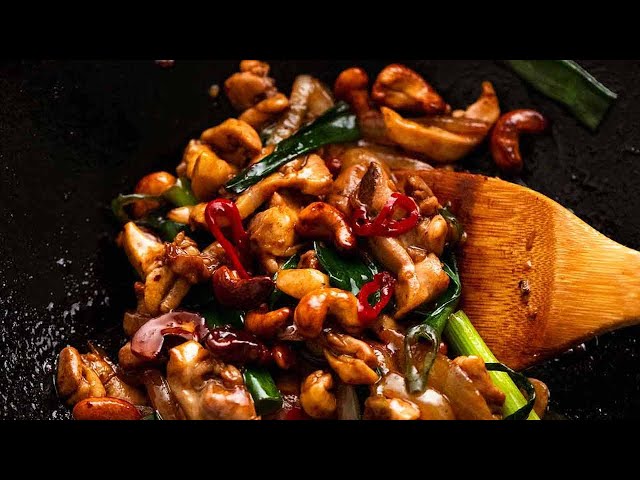 Red Curry Chicken Stir Fry with Spicy Cashew Sauce