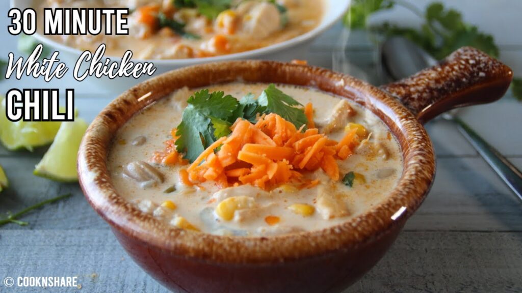 Super Creamy White Chicken Chili with Seasoned Tots