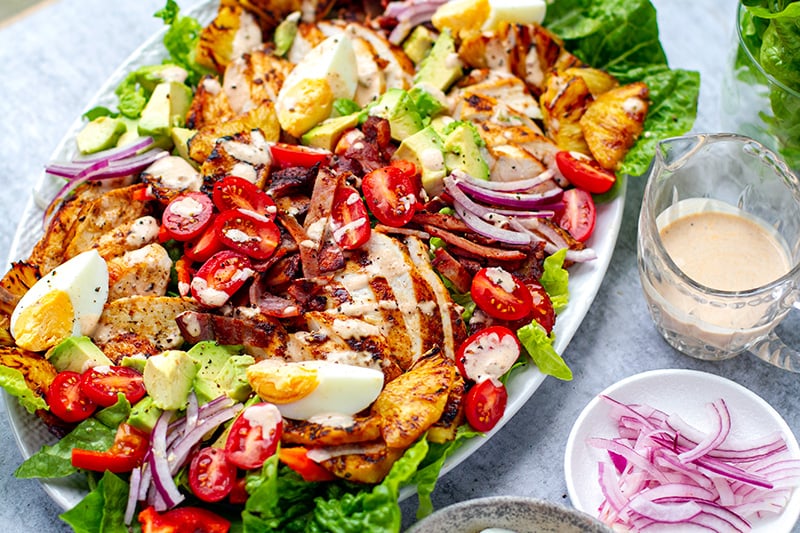 Summer Chipotle Chicken Cobb Salad with Cilantro Vinaigrette