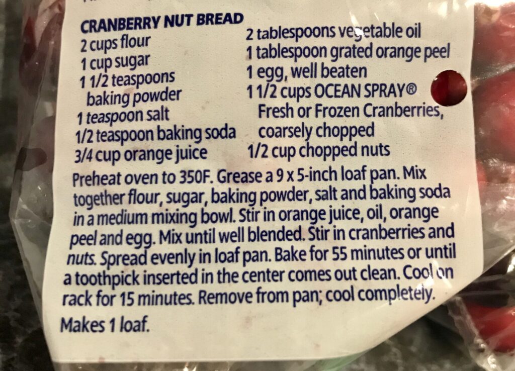 Ocean Spray Cranberry Orange Bread